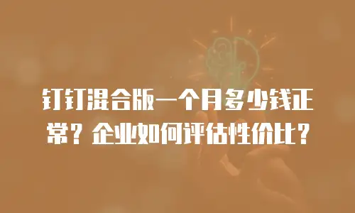 钉钉混合版一个月多少钱正常？企业如何评估性价比？