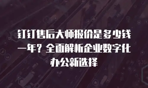 钉钉售后大师报价是多少钱一年？全面解析企业数字化办公新选择