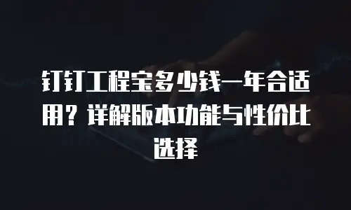钉钉工程宝多少钱一年合适用？详解版本功能与性价比选择