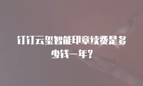 钉钉云玺智能印章续费是多少钱一年？