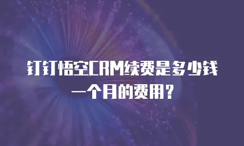 钉钉悟空CRM续费是多少钱一个月的费用？
