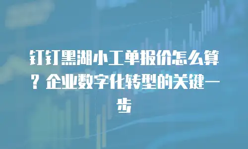 钉钉黑湖小工单报价怎么算？企业数字化转型的关键一步