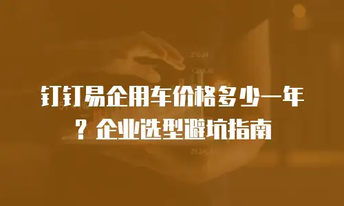 钉钉易企用车价格多少一年？企业选型避坑指南