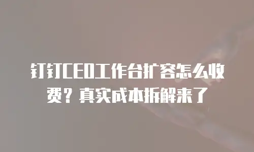 钉钉CEO工作台扩容怎么收费？真实成本拆解来了