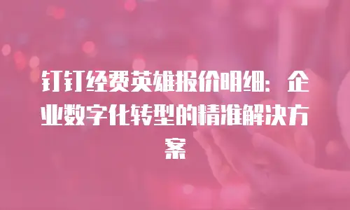 钉钉经费英雄报价明细：企业数字化转型的精准解决方案