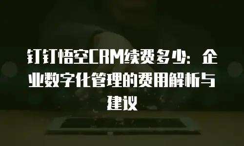 钉钉悟空CRM续费多少：企业数字化管理的费用解析与建议