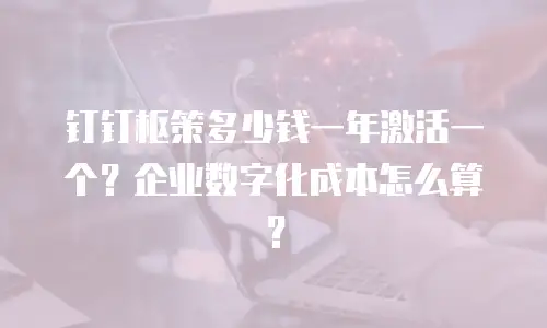 钉钉枢策多少钱一年激活一个？企业数字化成本怎么算？