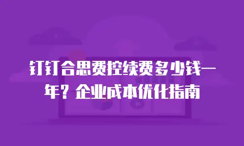 钉钉合思费控续费多少钱一年？企业成本优化指南
