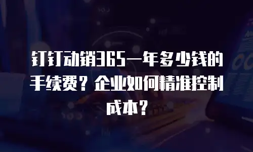 钉钉动销365一年多少钱的手续费？企业如何精准控制成本？
