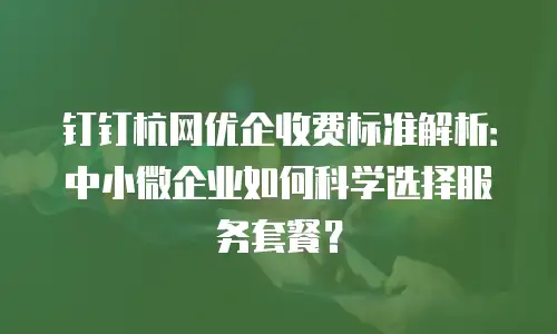 钉钉杭网优企收费标准解析：中小微企业如何科学选择服务套餐？