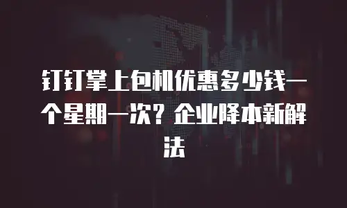 钉钉掌上包机优惠多少钱一个星期一次？企业降本新解法