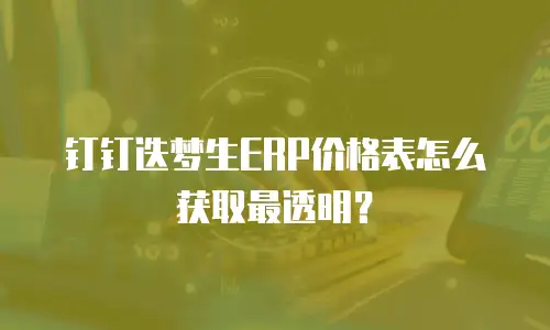 钉钉迭梦生ERP价格表怎么获取最透明？