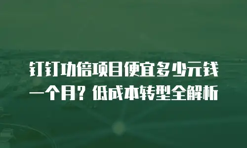 钉钉功倍项目便宜多少元钱一个月？低成本转型全解析