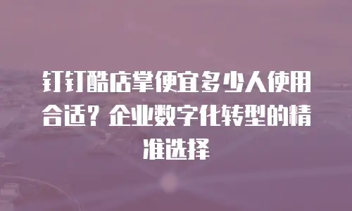 钉钉酷店掌便宜多少人使用合适？企业数字化转型的精准选择