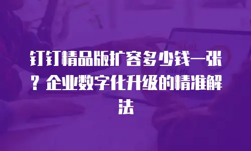 钉钉精品版扩容多少钱一张？企业数字化升级的精准解法