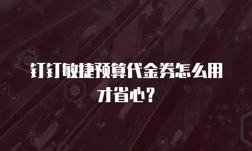 钉钉敏捷预算代金券怎么用才省心？