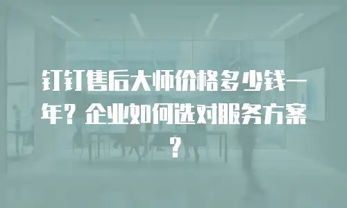 钉钉售后大师价格多少钱一年？企业如何选对服务方案？