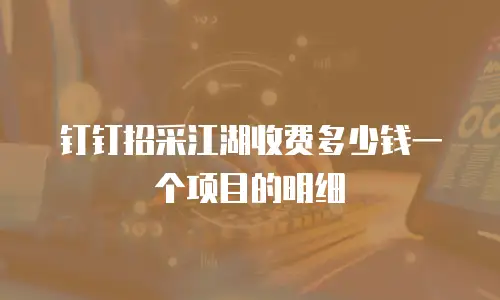 钉钉招采江湖收费多少钱一个项目的明细