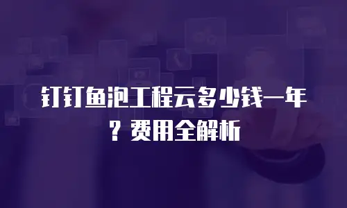 钉钉鱼泡工程云多少钱一年？费用全解析