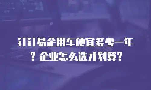 钉钉易企用车便宜多少一年？企业怎么选才划算？