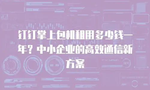 钉钉掌上包机租用多少钱一年？中小企业的高效通信新方案