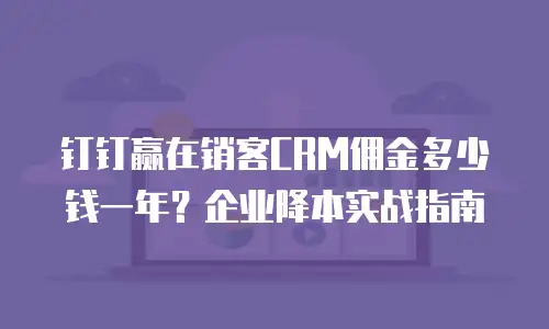 钉钉赢在销客CRM佣金多少钱一年？企业降本实战指南