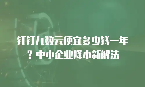 钉钉九数云便宜多少钱一年？中小企业降本新解法