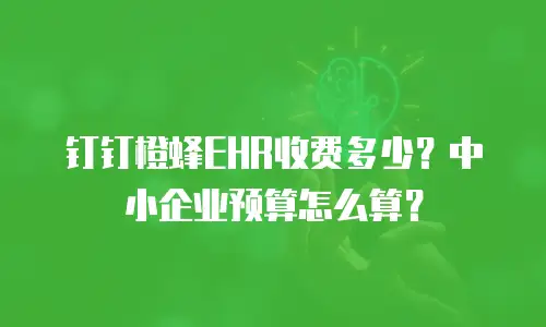 钉钉橙蜂EHR收费多少？中小企业预算怎么算？