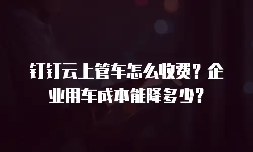 钉钉云上管车怎么收费？企业用车成本能降多少？