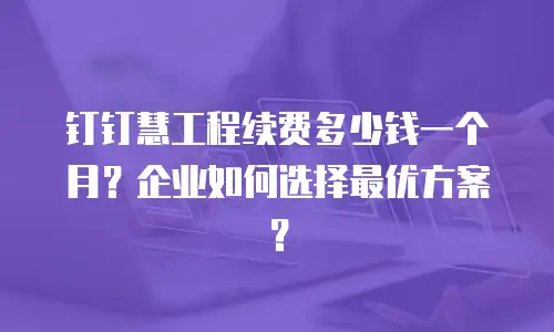 钉钉慧工程续费多少钱一个月？企业如何选择最优方案？