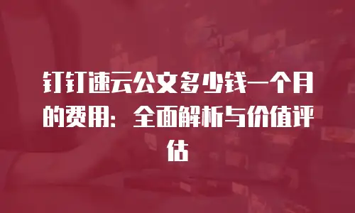 钉钉速云公文多少钱一个月的费用：全面解析与价值评估