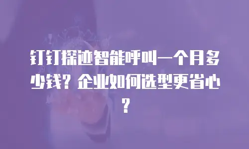 钉钉探迹智能呼叫一个月多少钱？企业如何选型更省心？
