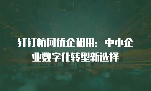 钉钉杭网优企租用：中小企业数字化转型新选择