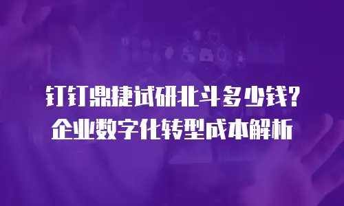 钉钉鼎捷试研北斗多少钱？企业数字化转型成本解析