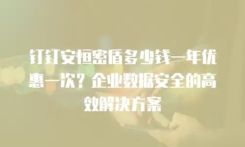 钉钉安恒密盾多少钱一年优惠一次？企业数据安全的高效解决方案