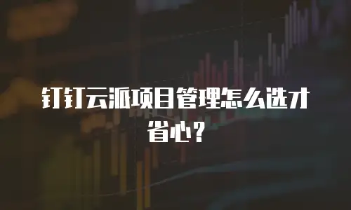 钉钉云派项目管理怎么选才省心？