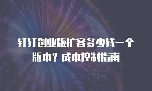 钉钉创业版扩容多少钱一个版本？成本控制指南