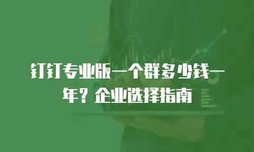 钉钉专业版一个群多少钱一年？企业选择指南