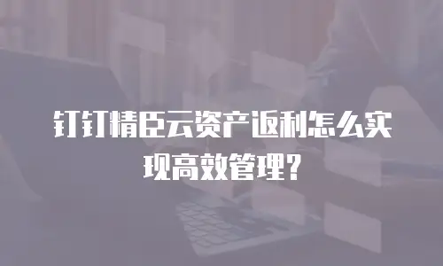 钉钉精臣云资产返利怎么实现高效管理？