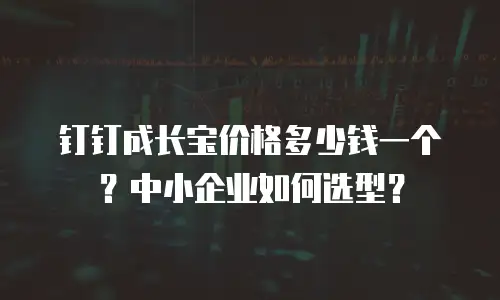 钉钉成长宝价格多少钱一个？中小企业如何选型？
