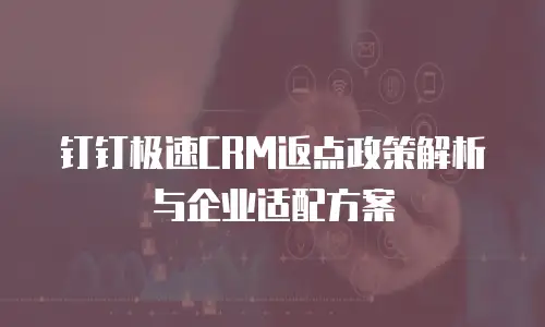 钉钉极速CRM返点政策解析与企业适配方案