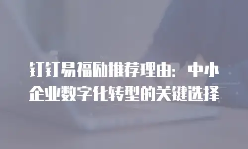 钉钉易福励推荐理由：中小企业数字化转型的关键选择