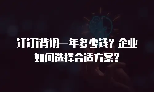 钉钉i背调一年多少钱？企业如何选择合适方案？