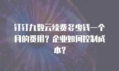 钉钉九数云续费多少钱一个月的费用？企业如何控制成本？