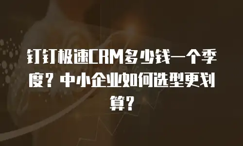 钉钉极速CRM多少钱一个季度？中小企业如何选型更划算？