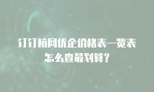 钉钉杭网优企价格表一览表怎么查最划算？