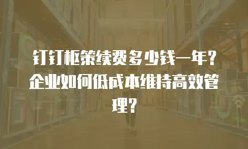 钉钉枢策续费多少钱一年？企业如何低成本维持高效管理？