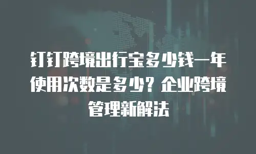 钉钉跨境出行宝多少钱一年 使用次数是多少？企业跨境管理新解法