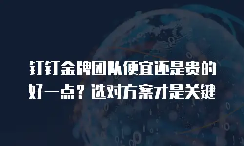 钉钉金牌团队便宜还是贵的好一点？选对方案才是关键