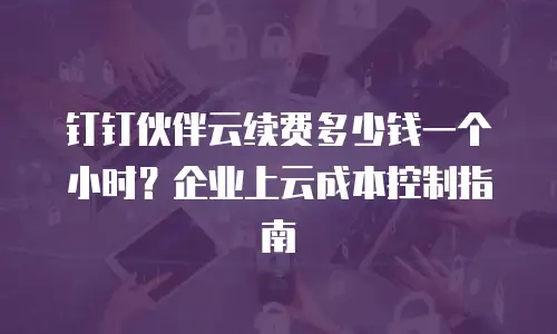 钉钉伙伴云续费多少钱一个小时？企业上云成本控制指南